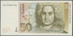 Banknoten Geldscheine Deutsche Bundesbank
 50 Deutsche Mark 1.8.1991, Austauschnote Serie YA/D, Ro. 299b, Erh. I/ unc.