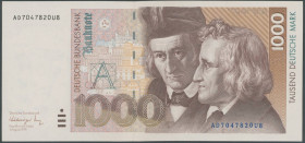 Banknoten Geldscheine Deutsche Bundesbank
 1000 Deutsche Mark 1.8.1991, Austauschnote Serie AD/U, Ro. 302a, Erh. I-/ unc.