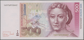 Banknoten Geldscheine Deutsche Bundesbank
 500 Deutsche Mark 1.10.1993, Austauschnote Serie YA/A, Ro. 307b, Erh. I/ unc.