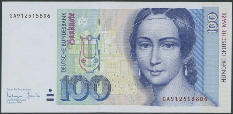 Banknoten Geldscheine Deutsche Bundesbank
 100 Deutsche Mark 2.1.1996, ohne Kin...