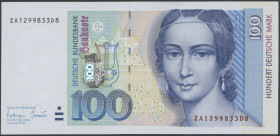 Banknoten Geldscheine Deutsche Bundesbank
 100 Deutsche Mark 2.1.1996, Austauschnote 1. Auflage, Serie ZA/D, Ro. 310c, Erh. I/ unc.