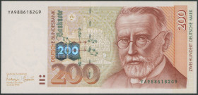 Banknoten Geldscheine Deutsche Bundesbank
 200 Deutsche Mark 2.1.1996, Austauschnote Serie YA/G, Ro. 311b, Erh. I/ unc.