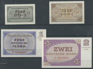 Banknoten Geldscheine Deutsche Bundesbank
 Bundeskassenscheine 1967, Lot mit 4 Banknoten, 5 und 10 Pfennig, sowie 1 und 2 DM, Ro.314, 315, 317, 318, ...