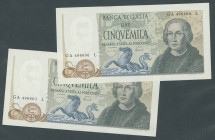 Banknoten Banknoten Europa
 Italien, 5000 Lire 11. 04.1973 (2x) fortlaufende Ser. Nummern GA496603 und GA496606, Bstb. L, Pick 102b, Erh. unc., I-