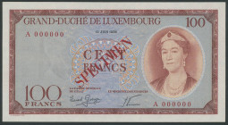 Banknoten Banknoten Europa
 Luxemburg, 100 Francs 15.6.1956, Specimen, P. 50s, Erh. I.