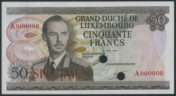 Banknoten Banknoten Europa
 Luxemburg, 2x 50 Francs 25.8.1972 , Specimen, Serie A000000, P 55s, gelocht, kassenfrisch. I