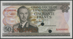 Banknoten Banknoten Europa
 Luxemburg, Grand Duché de Luxemburg, 50 Franc 25.8.1972, Specimen, gelocht, P.55s, Erh. I