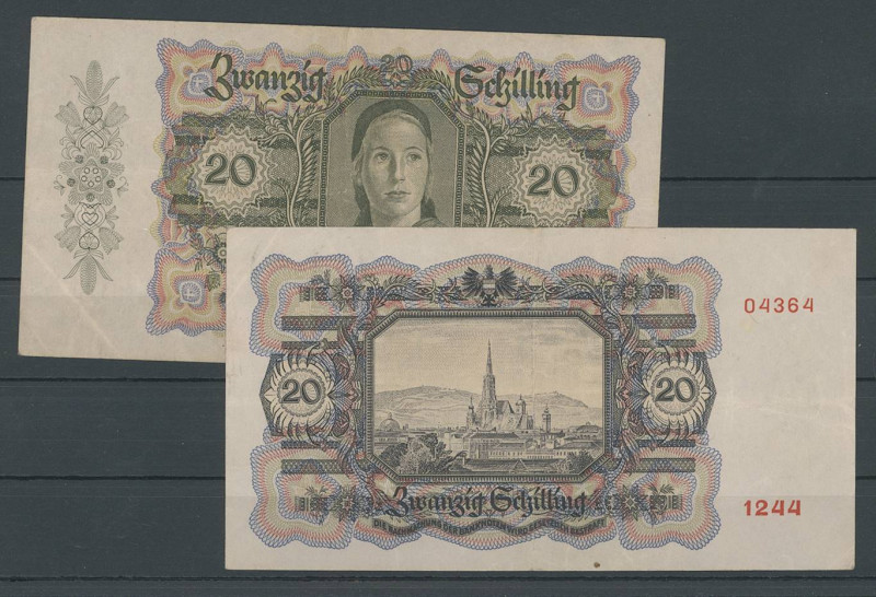 Banknoten Banknoten Europa
 Österreich, 20 Schilling 2.2.1946 (2x), Pick 123, E...