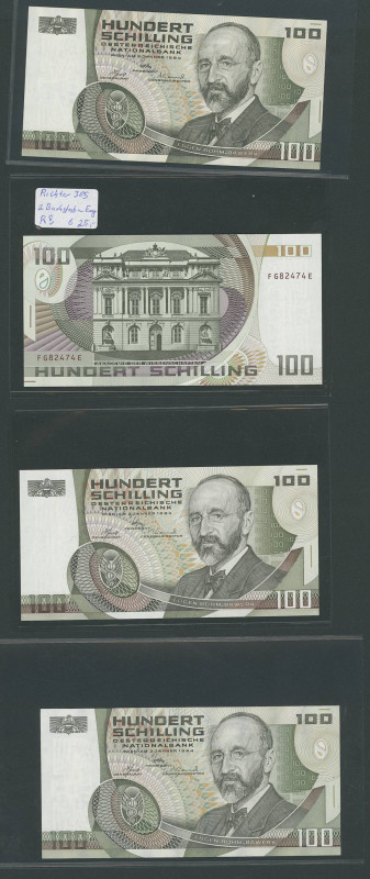 Banknoten Banknoten Europa
 Österreich, 100 Schilling 2.1.1984, drei Varianten,...