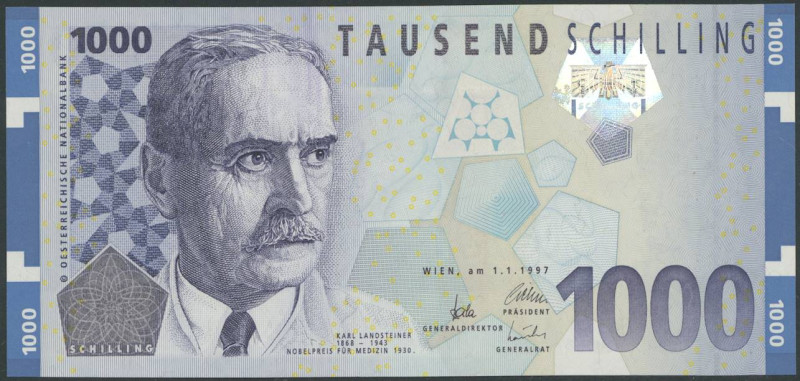 Banknoten Banknoten Europa
 Österreich, 1000 Schilling 1.1.1997, Pick 155, Rich...