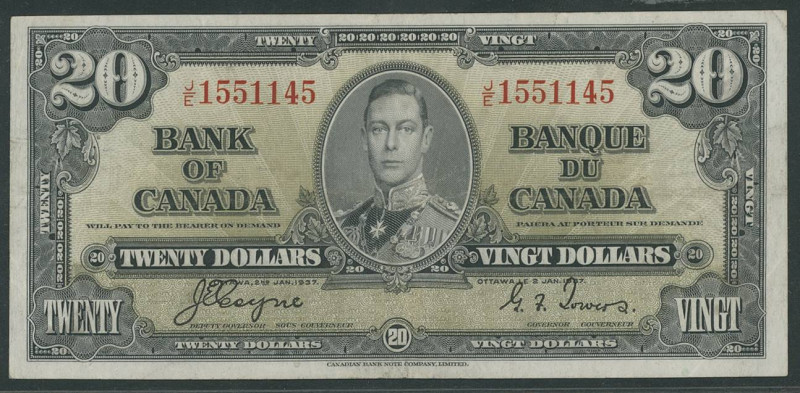 Banknoten Banknoten Nord- und Südamerika
 Kanada 20 Dollars 2.1.1937 Pick 62c I...