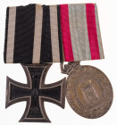 Deutsche Ordenspangen bis 1933
 Bandspange mit Preussen Eisernes Kreuz 1914 2. Klasse und Hessen Medaille zur 50-Jahrfeier des Leibdragoner Regiments...