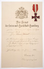 Auszeichnungen Deutscher Staaten bis 1933
 Hamburg, Hanseatenkreuz (1915-1918), emailliert, OEK 688, dazu Verleihungsurkunde datiert 22. Juni 1918, U...