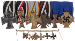 Ordenspangen 3. Reich 2. Weltkrieg
 Ordensspange mit 6 Auszeichnungen, Preußen Eisernes Kreuz 1914 2. Klasse, Kriegsverdienstkreuz 2. Klasse, Mecklen...