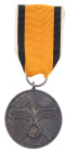 3. Reich Zivile Auszeichnungen
 Grubenwehr-Ehrenzeichen, 2. Modell, OEK 3507, am Band, Band mit Kleberesten, Zustand 2.