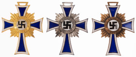 3. Reich Zivile Auszeichnungen
 3x Ehrenkreuz der Deutschen Mutter, 1. Stufe, 2. Form, 16. Dezember 1938, in Gold, in Silber und in Bronze, OEK 3513,...