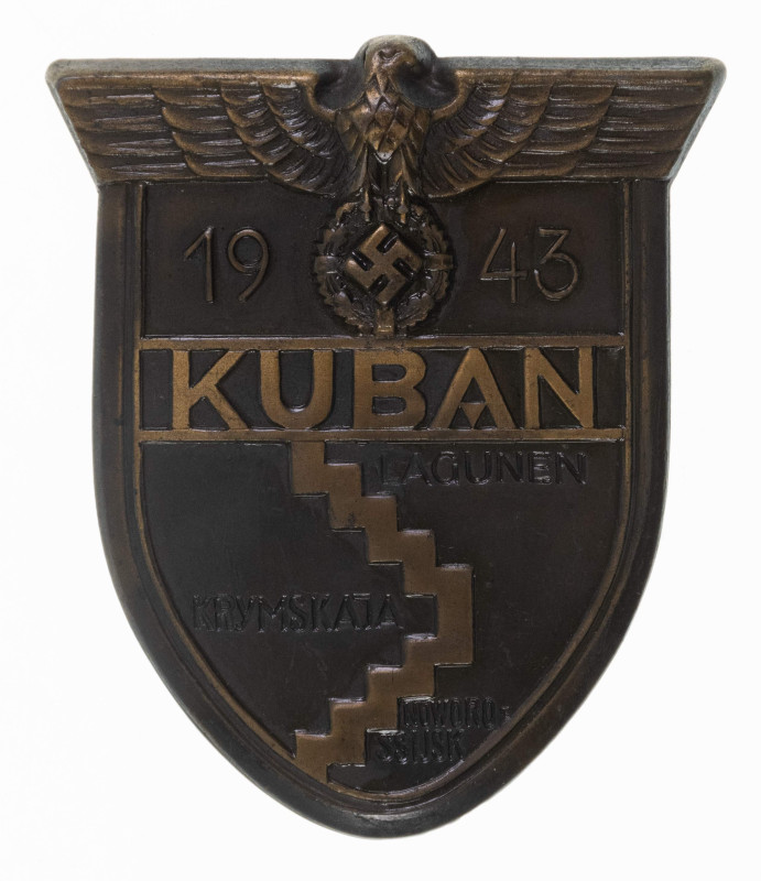 Auszeichnungen Wehrmacht Heer 2. Weltkrieg
 Kuban, Ärmelschild, Eisen bronziert...