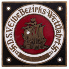 Plaketten, nichttragbare Medaillen und Preise
 Siegerplakette, Weißmetall, flach, emailliert, "D.S.V. Elbe Bezirks-Wettfahrt - 1. Preis 26.5.1940", D...
