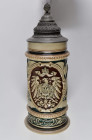 Ausrüstungsgegenstände
 Reservistenkrug, III. Comp. Grnd. Rg. No. 2 Stettin, Porzellanausführung, farbige und reliefierte Darstellungen, "Lieb Vaterl...