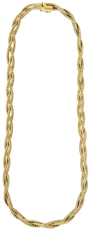 Halsschmuck Colliers
 Collier, 585 Gelbgold, Italien, 3- Fach geflochtene Kette...