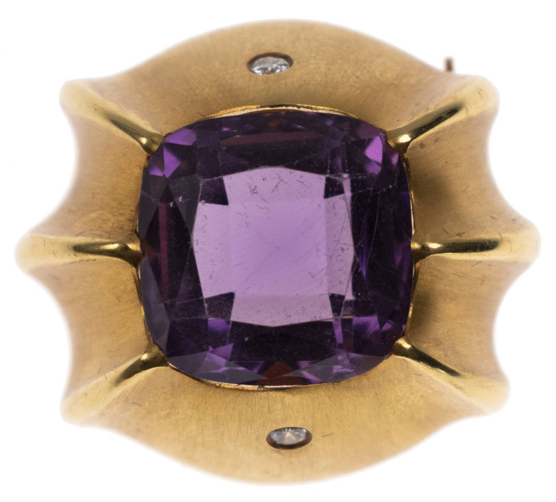 Broschen & Nadeln Broschen
 Brillanten Amethyst Brosche, 750 Gold, zwei Brillan...