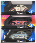 Solido 1:18
 4 MODELLAUTOS mit VW KÄFER Milka und Sarotti sowie COCINELLE Cabrio in rosa und CADILLAC Eldorado in rosa, alle 4 OVP