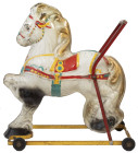 Mobo-Toys
 BLECHPFERD als Lauflernhilfe für Kleinkinder, Mobo Toy's (Großbritannien), um 1947, ca. 54 cm hoch und 50 cm lang, sehr dekorativ mit alle...
