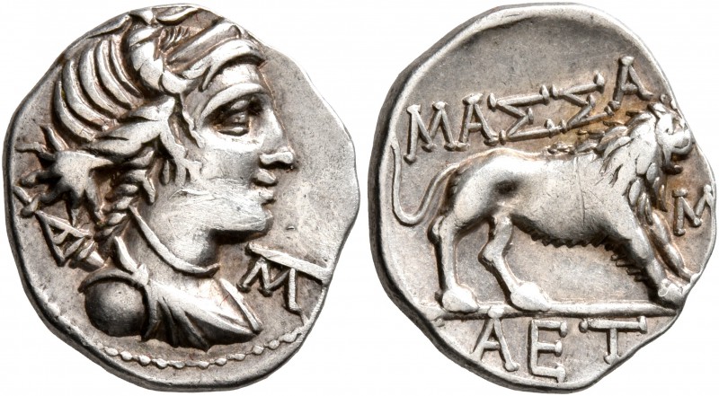 GAUL. Massalia. Circa 90-50 BC. Tetrobol (Silver, 16 mm, 2.58 g, 6 h). Draped bu...