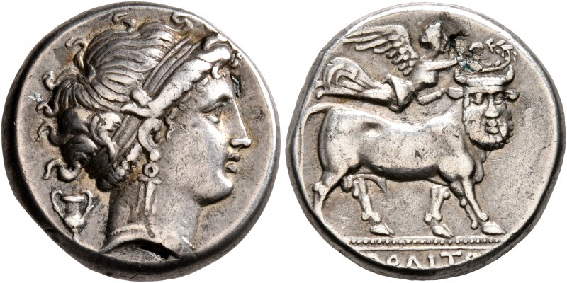 CAMPANIA. Neapolis. Circa 320-300 BC. Didrachm or Nomos (Subaeratus, 18 mm, 5.67...