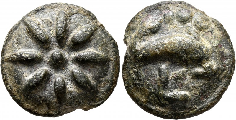 APULIA. Luceria. Circa 217-212 BC. Aes Grave Teruncius (Bronze, 28 mm, 24.04 g)....