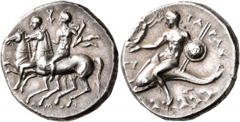 CALABRIA. Tarentum. Circa 280-272 BC. Didrachm or Nomos (Silver, 21 mm, 6.55 g, ...