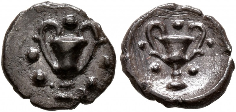 CALABRIA. Tarentum. Circa 280-228 BC. Obol (Silver, 10 mm, 0.56 g, 3 h). Kanthar...