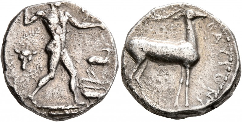 BRUTTIUM. Kaulonia. Circa 475-425 BC. Didrachm or Nomos (Silver, 19 mm, 7.78 g, ...