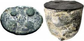 SICILY. Akragas. Circa 450-440 BC. Cast Trias or Tetronkion (Bronze, 13x19x18 mm, 15.33 g). Eagle standing left. Rev. Crab; on base, four pellets (mar...