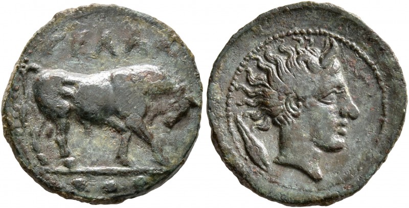 SICILY. Gela. Circa 420-405 BC. Tetras or Trionkion (Bronze, 17 mm, 3.24 g, 10 h...