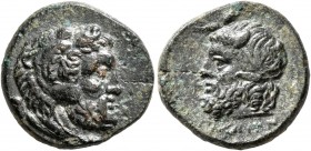 SICILY. Gela. Circa 339-310 BC. AE (Bronze, 16 mm, 4.14 g, 12 h). Head of Herakles to right, wearing lion skin headdress. Rev. ΓΕΛΩIΩN Bearded head of...