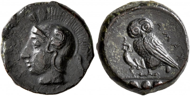 SICILY. Kamarina. Circa 420-405 BC. Tetras or Trionkion (Bronze, 15 mm, 3.38 g, ...