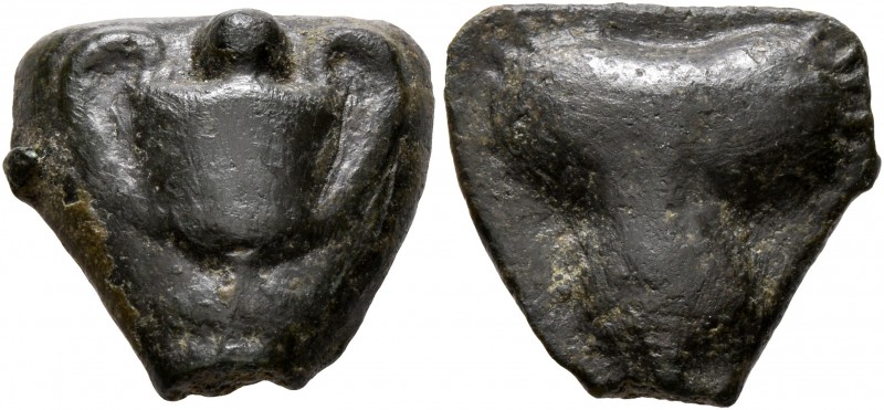 SICILY. Selinos. Circa 450-440 BC. Cast Onkia (Bronze, 15 mm, 4.01 g). Kantharos...