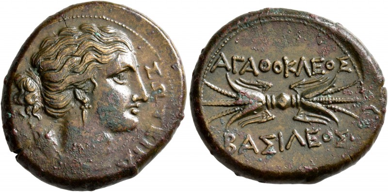 SICILY. Syracuse. Agathokles, 317-289 BC. Litra (Bronze, 24 mm, 10.55 g, 2 h), c...
