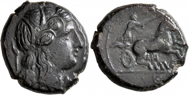 SICILY. Syracuse. Hiketas II, 287-278 BC. Litra (Bronze, 20 mm, 8.52 g, 4 h). He...
