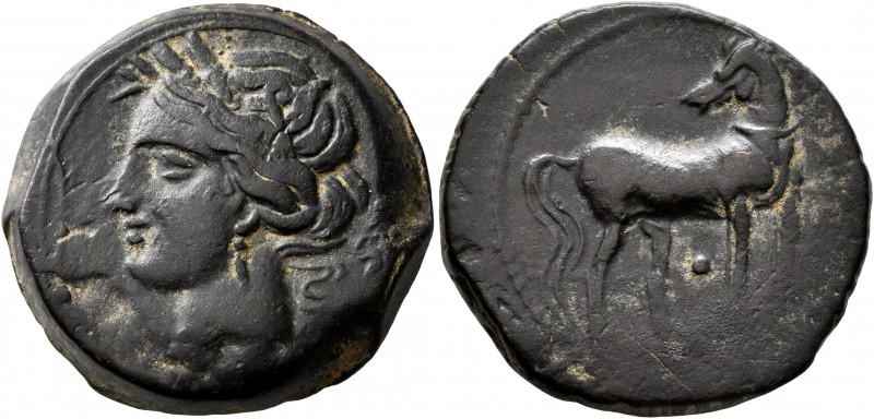 CARTHAGE. Second Punic War. Circa 215-201 BC. Dishekel (Bronze, 25 mm, 13.20 g, ...