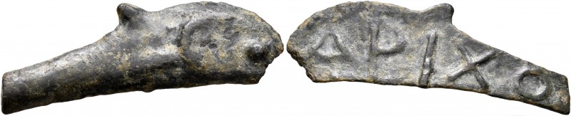 SKYTHIA. Olbia. Circa 437-410 BC. Cast unit (Bronze, 11x34 mm, 2.56 g). Dolphin ...