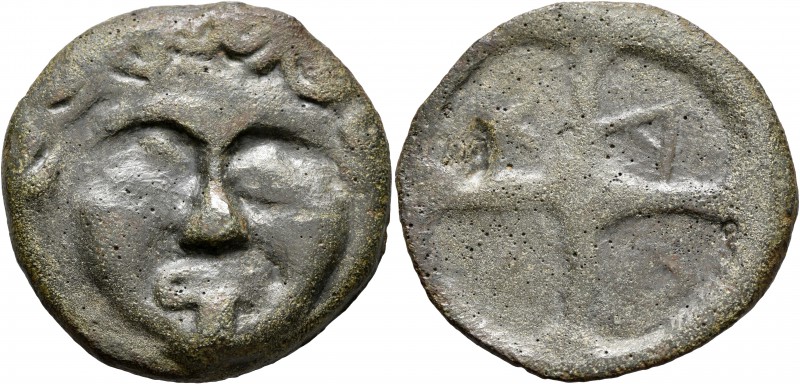 SKYTHIA. Olbia. Circa 437-410 BC. Cast unit (Bronze, 39 mm, 21.95 g). Facing gor...