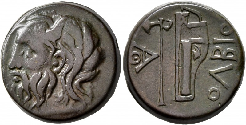 SKYTHIA. Olbia. Circa 310-280 BC. AE (Bronze, 21 mm, 10.26 g, 12 h). Horned head...