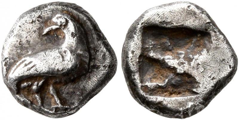MACEDON. Eion (?). Circa 480-470 BC. Obol (Silver, 9 mm, 1.14 g). Goose standing...