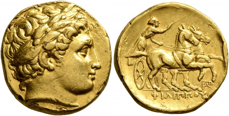 KINGS OF MACEDON. Philip II, 359-336 BC. Stater (Gold, 18 mm, 8.52 g, 4 h), Abyd...