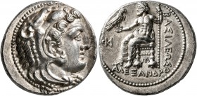 KINGS OF MACEDON. Alexander III ‘the Great’, 336-323 BC. Tetradrachm (Silver, 25 mm, 17.05 g, 2 h), Myriandros, struck under Menes or Philotas, circa ...