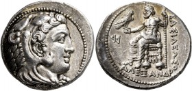 KINGS OF MACEDON. Alexander III ‘the Great’, 336-323 BC. Tetradrachm (Silver, 26 mm, 17.11 g, 7 h), Myriandros, struck under Menes or Philotas, circa ...