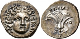 KINGS OF MACEDON. Perseus, 179-168 BC. Drachm (Silver, 16 mm, 2.59 g, 5 h), pseudo-rhodian issue, uncertain mint in Thessaly, magistrate Hermias, circ...