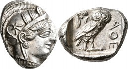 ATTICA. Athens. Circa 430s-420s BC. Tetradrachm (Silver, 26 mm, 17.18 g, 4 h). Head of Athena to right, wearing crested Attic helmet decorated with th...